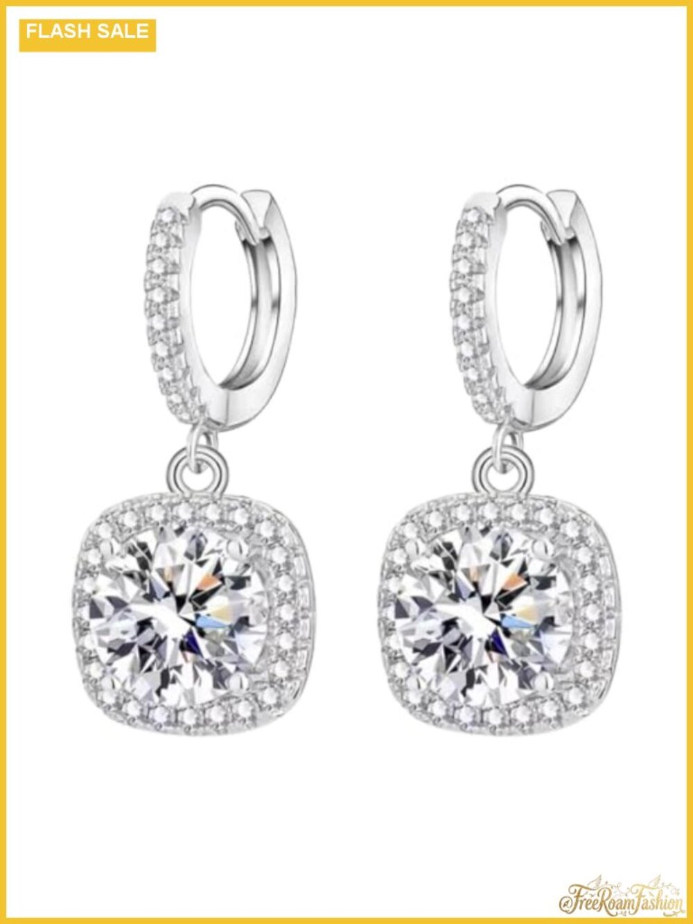 Diamond Hoop Earrings Sterling Silver Cuff Drop Huggie 18K Plated